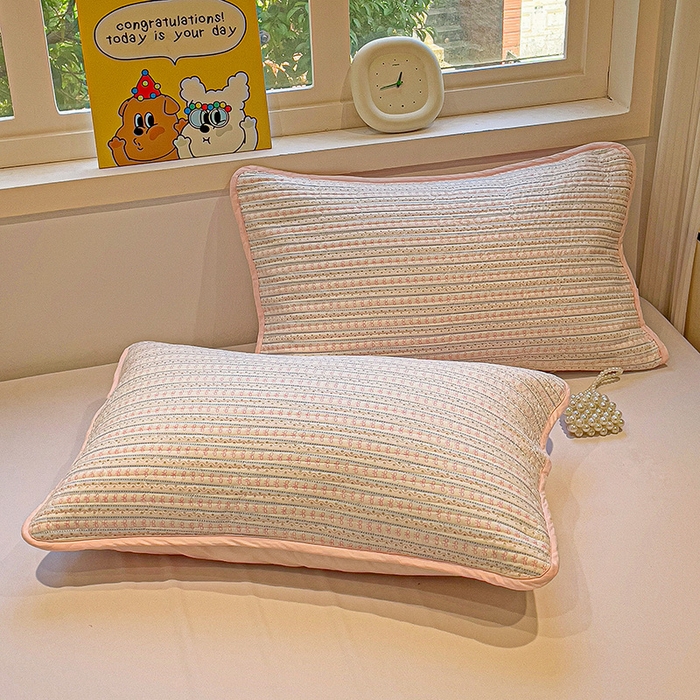 91家纺网 家纺一手货源 找家纺 漫时光 2026新款全棉新疆棉花夹层枕套单品 小蝴蝶结