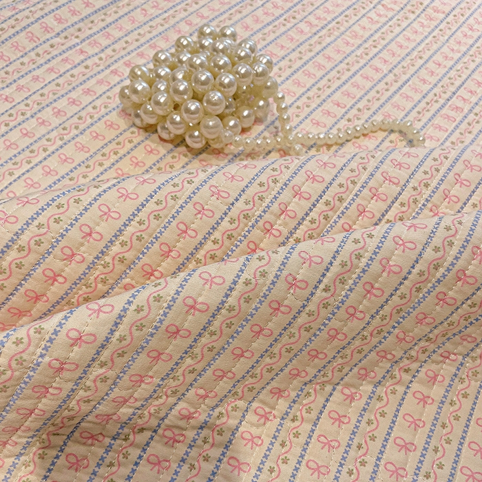 91家纺网 家纺一手货源 找家纺 漫时光 2026新款全棉新疆棉花夹层枕套单品 小蝴蝶结