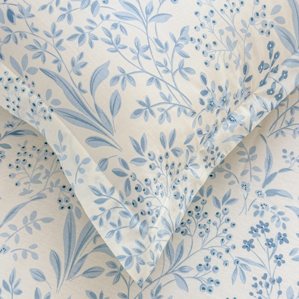 91家纺网 家纺一手货源 找家纺 安逸家纺 2026新款全棉纯棉印花12868系列-枕套单件单枕套 蓝沫