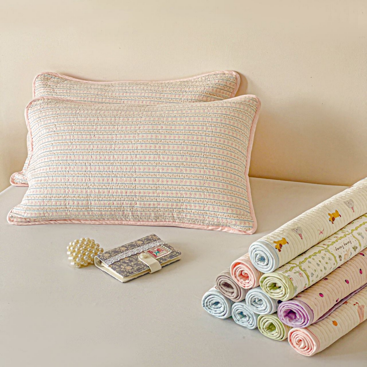 91家纺网 家纺一手货源 找家纺 漫时光 2026新款全棉新疆棉花夹层枕套单品 叠图