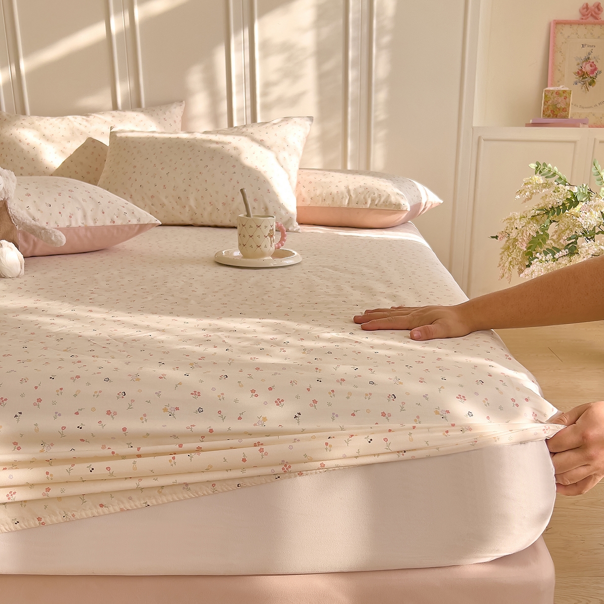 91家纺网 家纺一手货源 找家纺 （总）DoDo 兜兜 2026新款全棉纯棉小碎花单床笠床笠单件单品床笠（可定做尺寸）