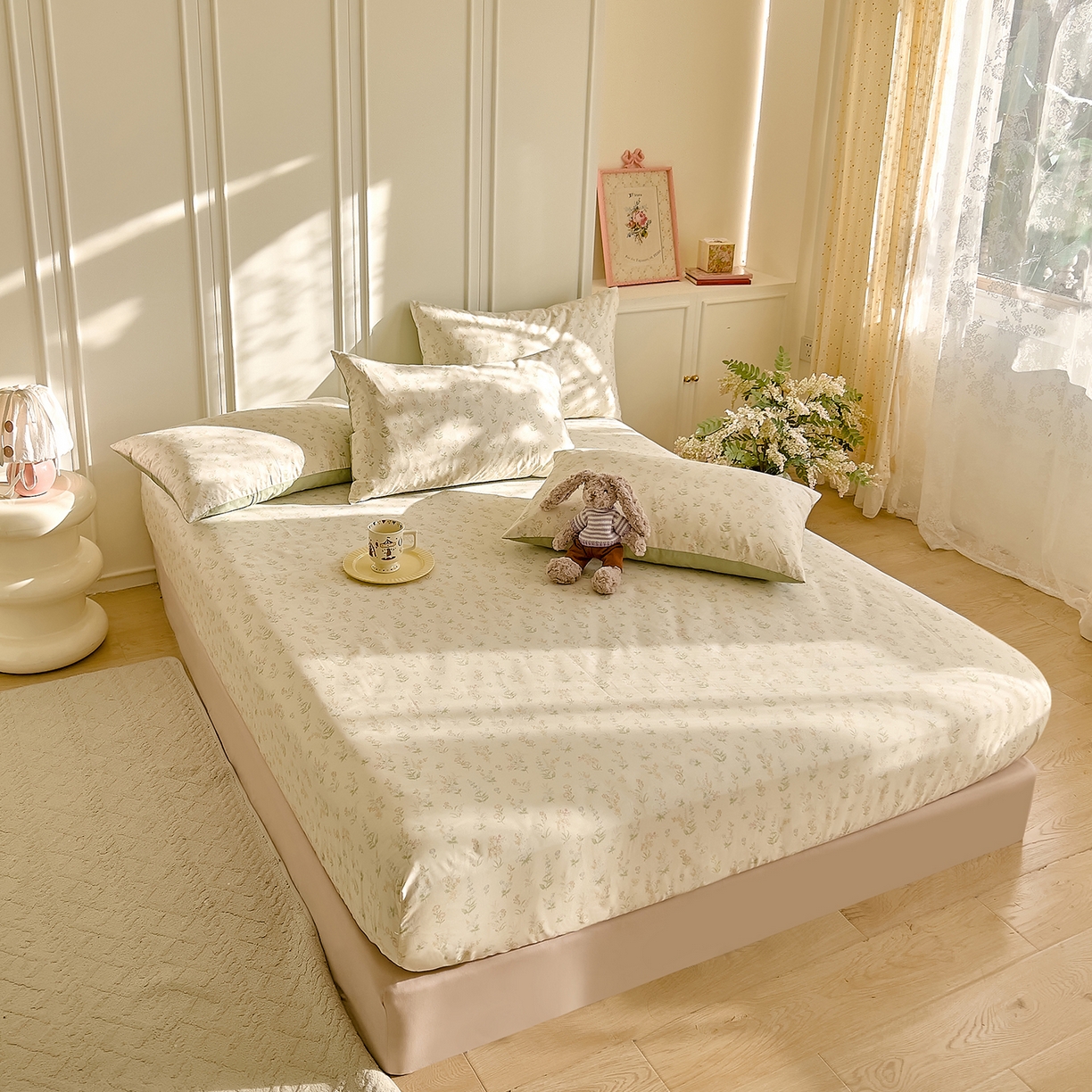 91家纺网 家纺一手货源 找家纺 DoDo 兜兜 2026新款全棉纯棉小碎花单床笠床笠单件单品床笠（可定做尺寸） 见春山