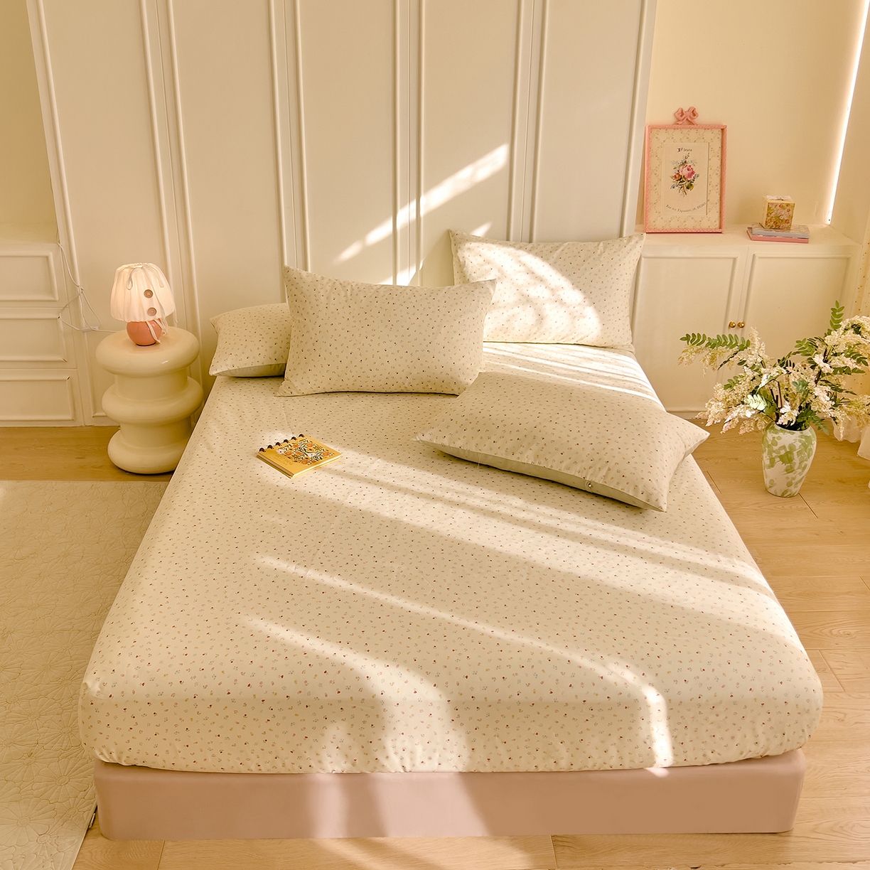 91家纺网 家纺一手货源 找家纺 DoDo 兜兜 2026新款全棉纯棉小碎花单床笠床笠单件单品床笠（可定做尺寸） 春之约-绿