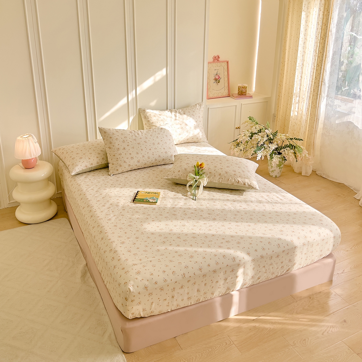 91家纺网 家纺一手货源 找家纺 DoDo 兜兜 2026新款全棉纯棉小碎花单床笠床笠单件单品床笠（可定做尺寸） 樱草恋歌