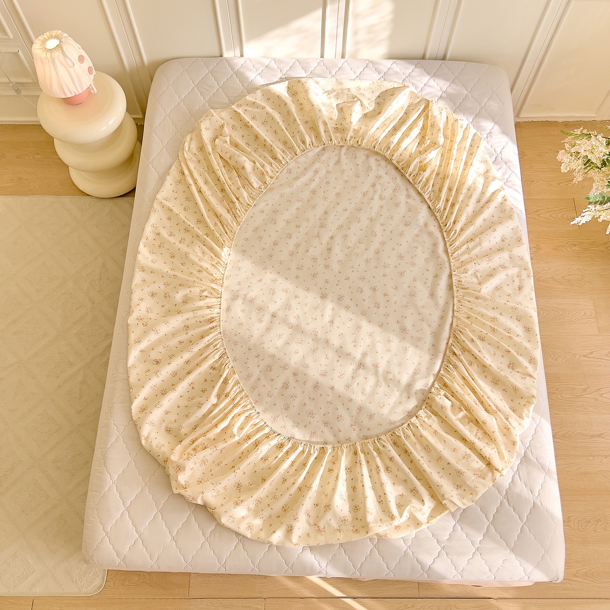 91家纺网 家纺一手货源 找家纺 DoDo 兜兜 2026新款全棉纯棉小碎花单床笠床笠单件单品床笠（可定做尺寸） 樱草恋歌