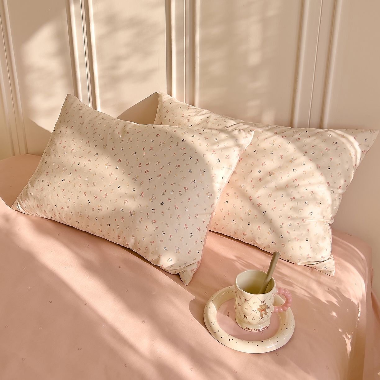 91家纺网 家纺一手货源 找家纺 DoDo 兜兜 2026新款全棉纯棉小碎花单床笠床笠单件单品床笠（可定做尺寸） 春之约-粉