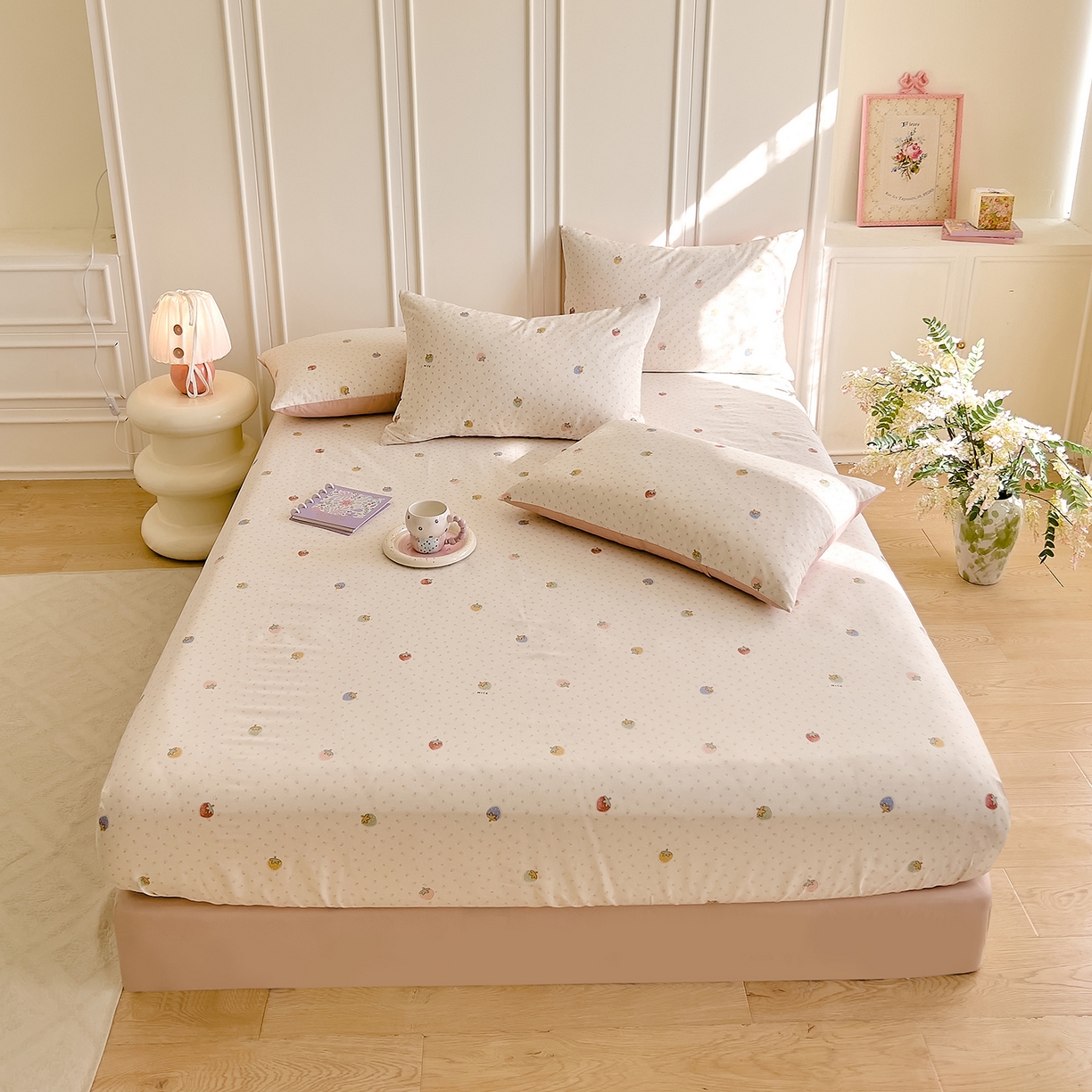 91家纺网 家纺一手货源 找家纺 DoDo 兜兜 2026新款全棉纯棉小碎花单床笠床笠单件单品床笠（可定做尺寸） 草莓谷