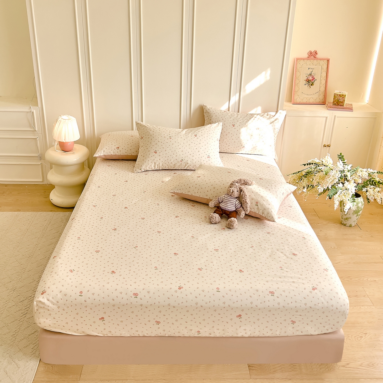 91家纺网 家纺一手货源 找家纺 DoDo 兜兜 2026新款全棉纯棉小碎花单床笠床笠单件单品床笠（可定做尺寸） 樱之恋