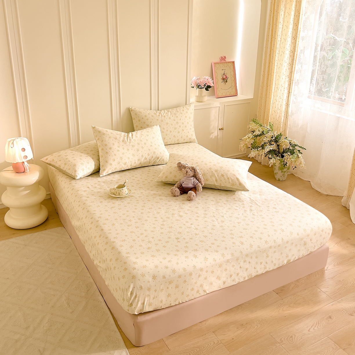 91家纺网 家纺一手货源 找家纺 DoDo 兜兜 2026新款全棉纯棉小碎花单床笠床笠单件单品床笠（可定做尺寸） 春信予你