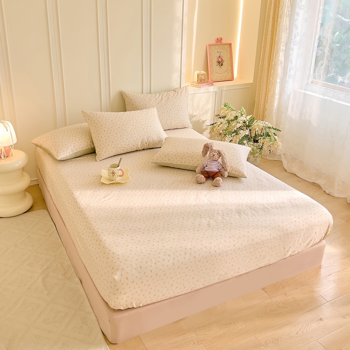 91家纺网 家纺一手货源 找家纺 DoDo 兜兜 2026新款全棉纯棉小碎花单床笠床笠单件单品床笠（可定做尺寸） 柠檬蜜茶