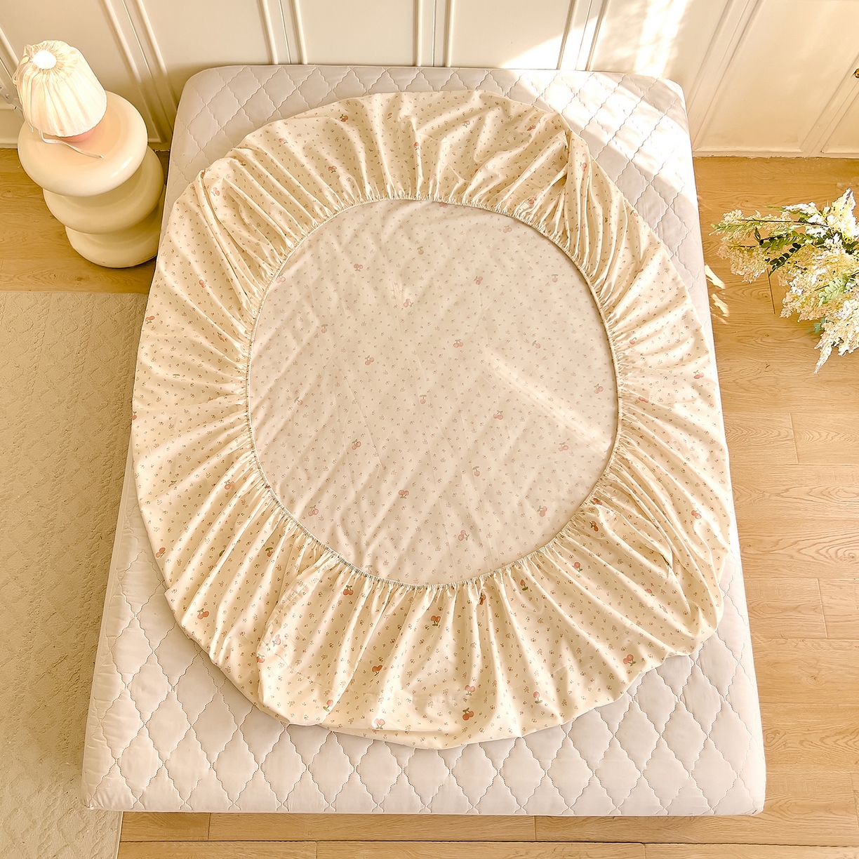 91家纺网 家纺一手货源 找家纺 DoDo 兜兜 2026新款全棉纯棉小碎花单床笠床笠单件单品床笠（可定做尺寸） 樱之恋