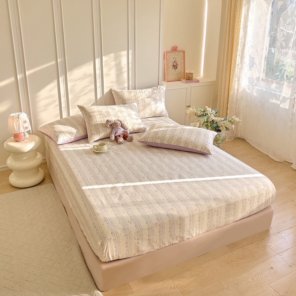 91家纺网 家纺一手货源 找家纺 DoDo 兜兜 2026新款全棉纯棉小碎花单床笠床笠单件单品床笠（可定做尺寸） 花季时光