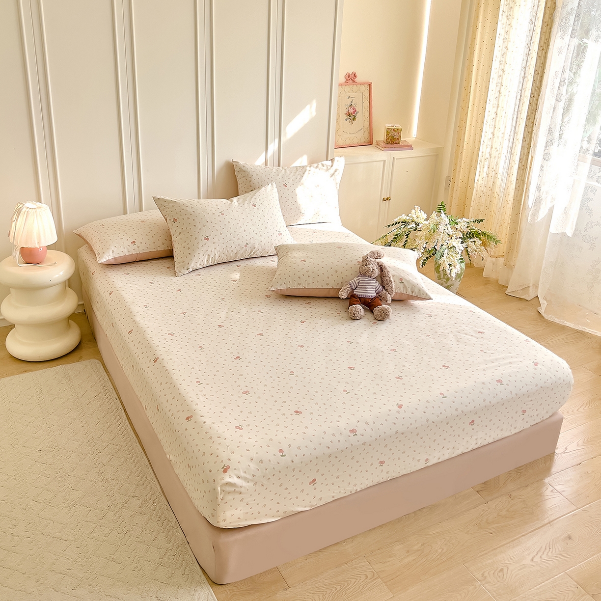 91家纺网 家纺一手货源 找家纺 DoDo 兜兜 2026新款全棉纯棉小碎花单床笠床笠单件单品床笠（可定做尺寸） 樱之恋