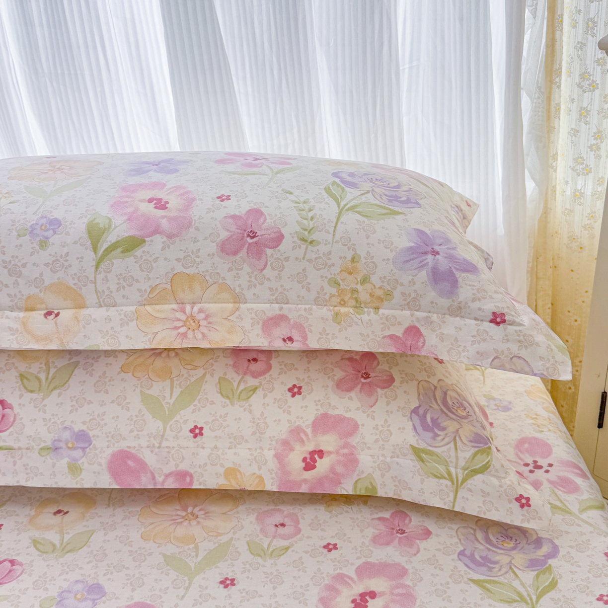 91家纺网 家纺一手货源 找家纺 安逸家纺 2026新款全棉纯棉印花12868系列-枕套单件单枕套 甜心花朵