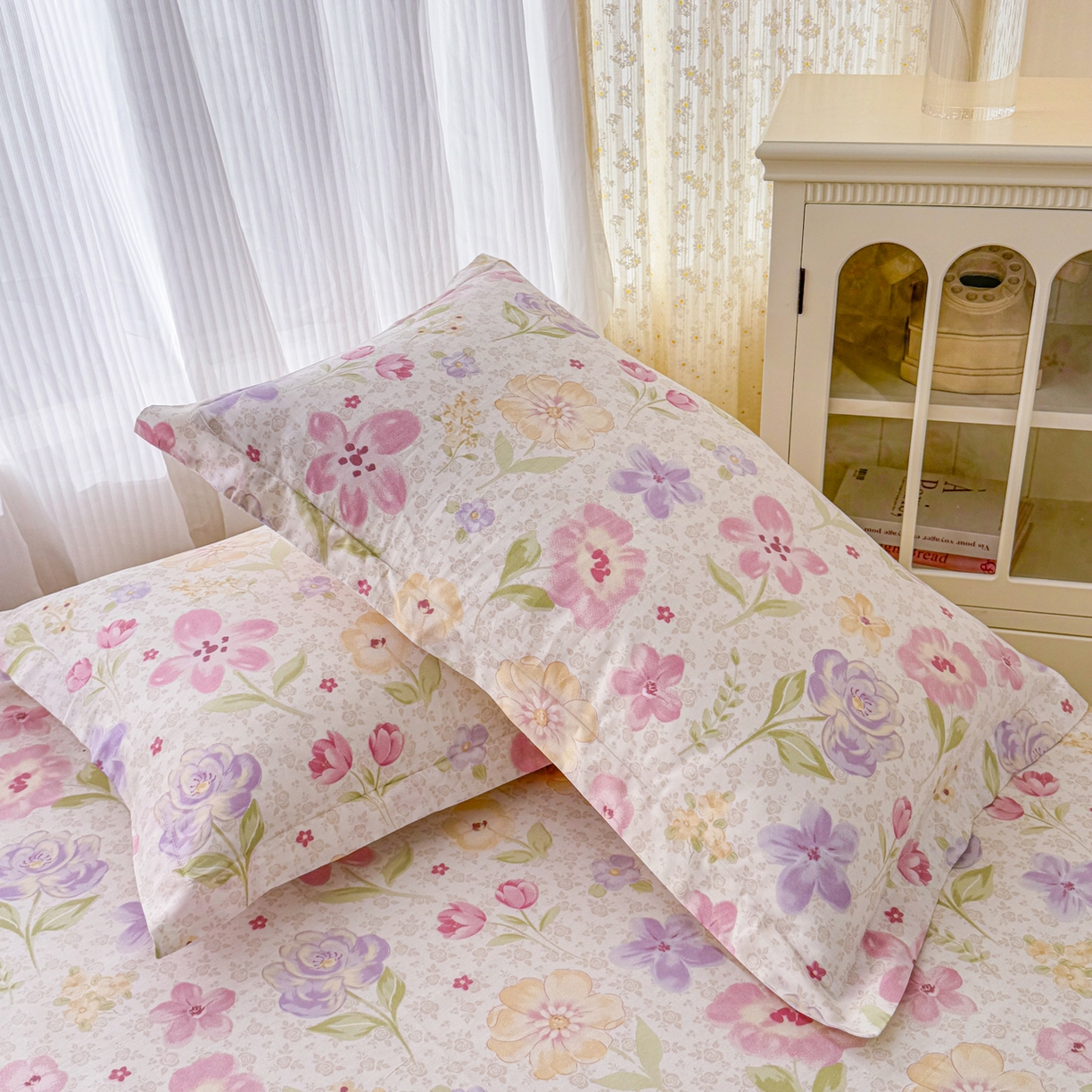 91家纺网 家纺一手货源 找家纺 安逸家纺 2026新款全棉纯棉印花12868系列-枕套单件单枕套 甜心花朵