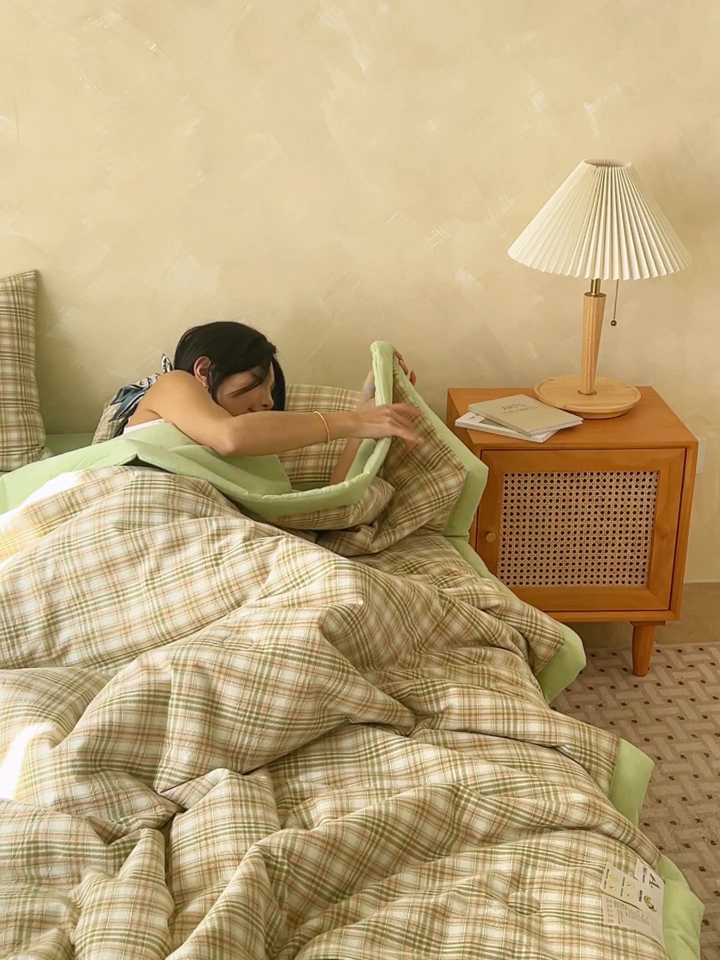 91家纺网 家纺一手货源 找家纺 恒爱家纺 2026新款A类色织全棉水洗夏被四件套 NS利奥-沁绿