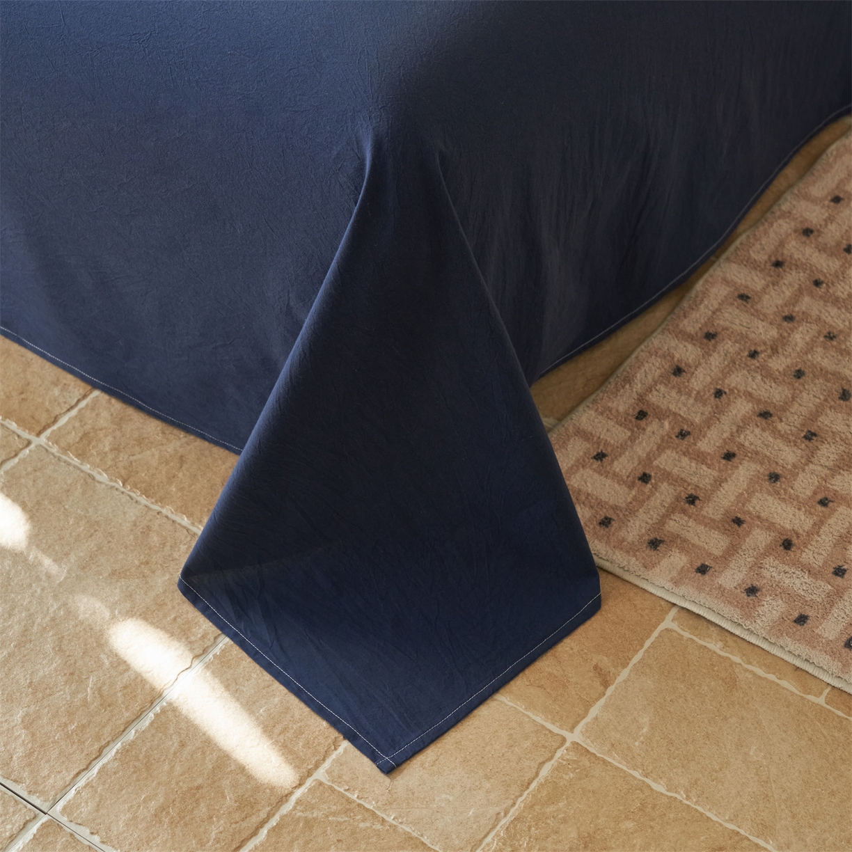 91家纺网 家纺一手货源 找家纺 恒爱家纺 2026新款A类色织全棉水洗夏被四件套 NS利奥-烟蓝