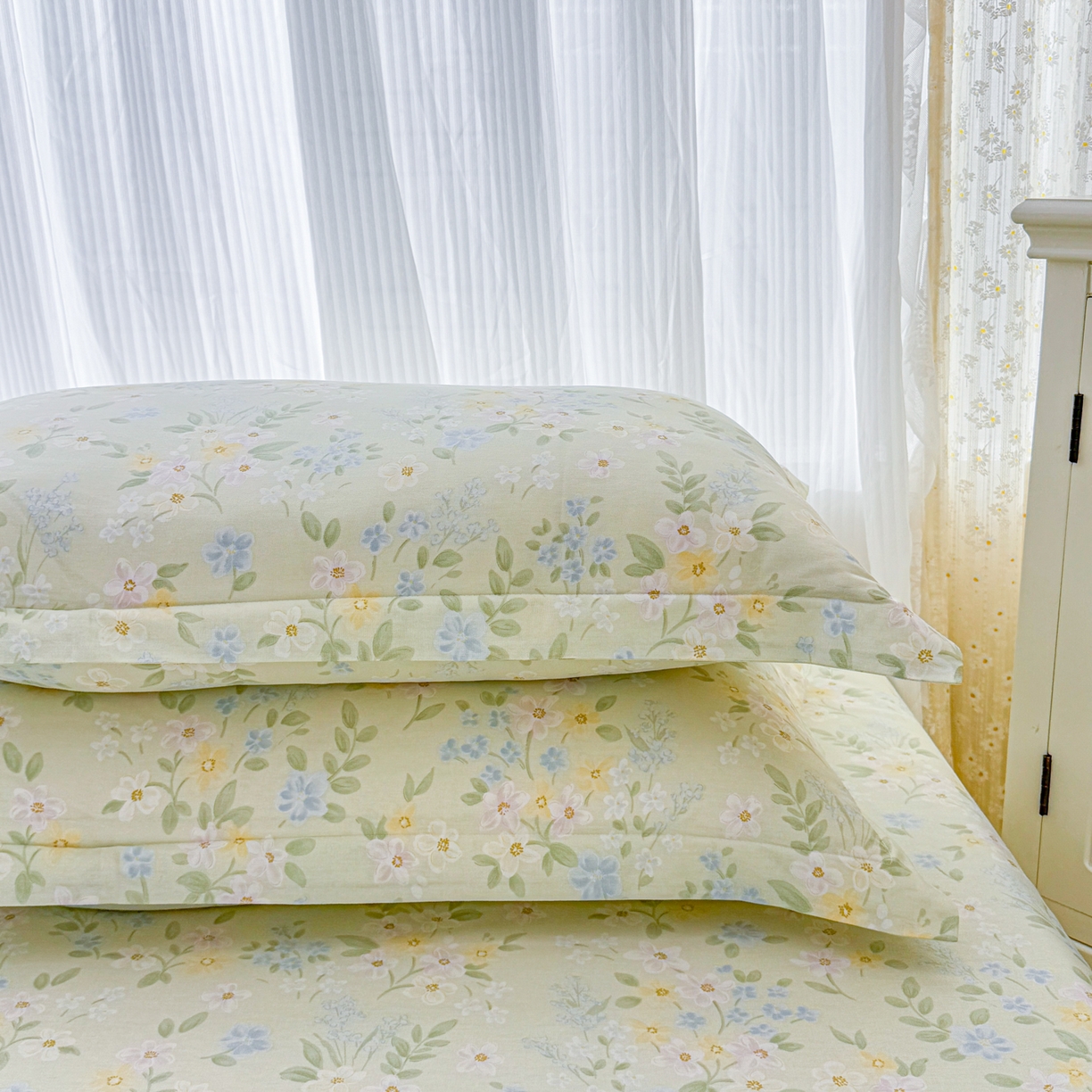 91家纺网 家纺一手货源 找家纺 安逸家纺 2026新款全棉纯棉印花12868系列-枕套单件单枕套 徐徐花开