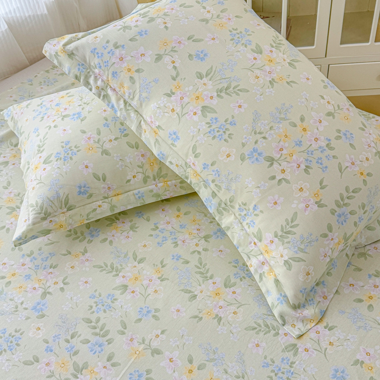 91家纺网 家纺一手货源 找家纺 安逸家纺 2026新款全棉纯棉印花12868系列-枕套单件单枕套 徐徐花开