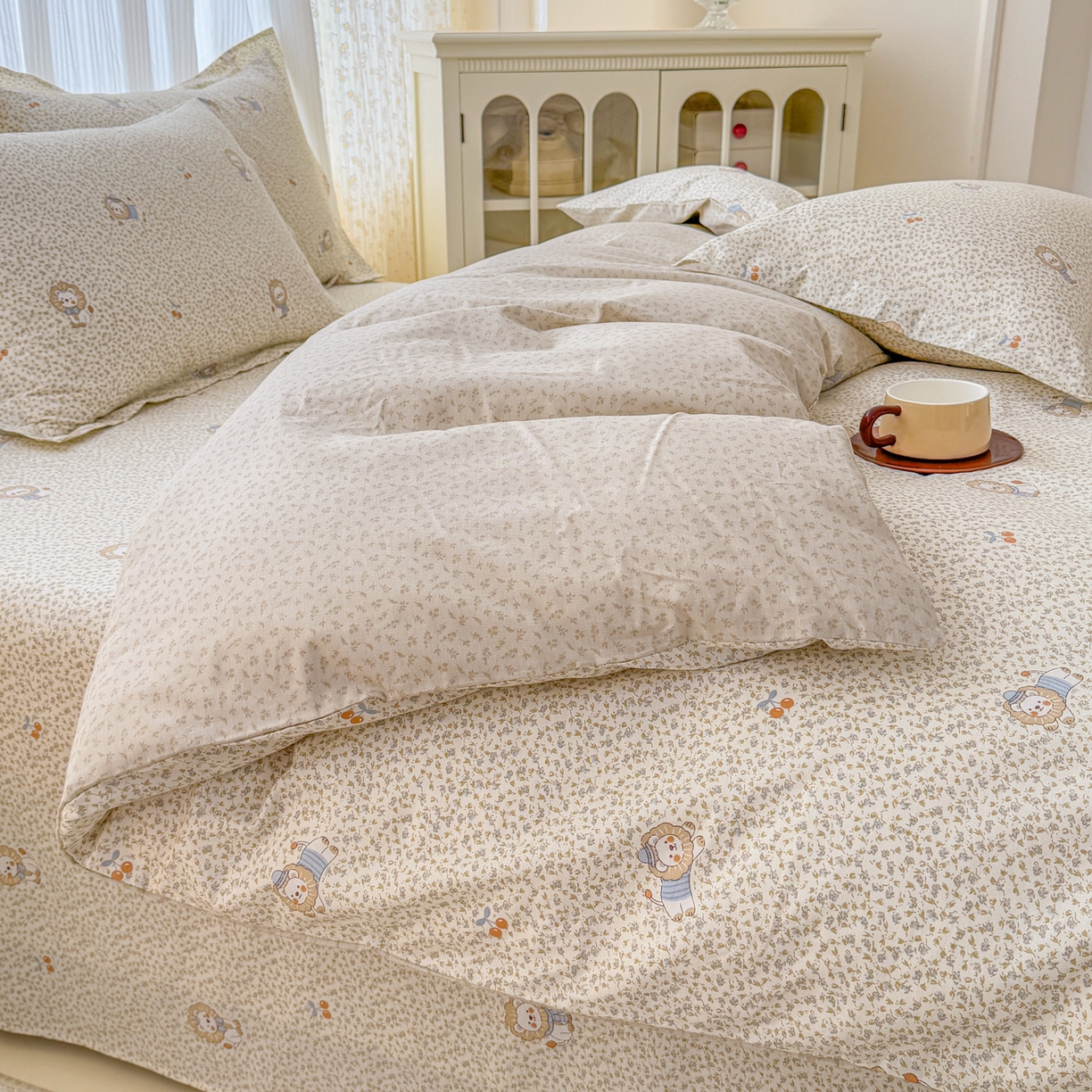 91家纺网 家纺一手货源 找家纺 安逸家纺 2026新款全棉纯棉印花12868系列-被套单件单被套 花园狮子狗