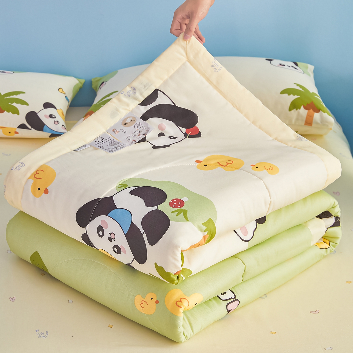 91家纺网 家纺一手货源 找家纺 （总）尊妙被业 2026年新款全棉纯棉印花100%棉花夏被四件套被子被芯-卡通风