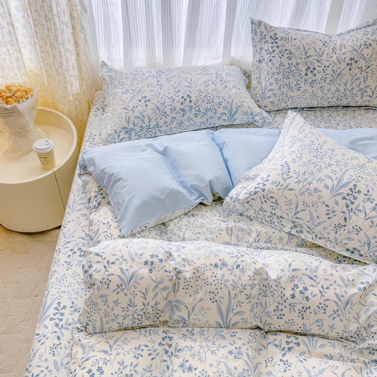91家纺网 家纺一手货源 找家纺 安逸家纺 2026新款全棉纯棉印花12868系列-被套单件单被套 蓝沫