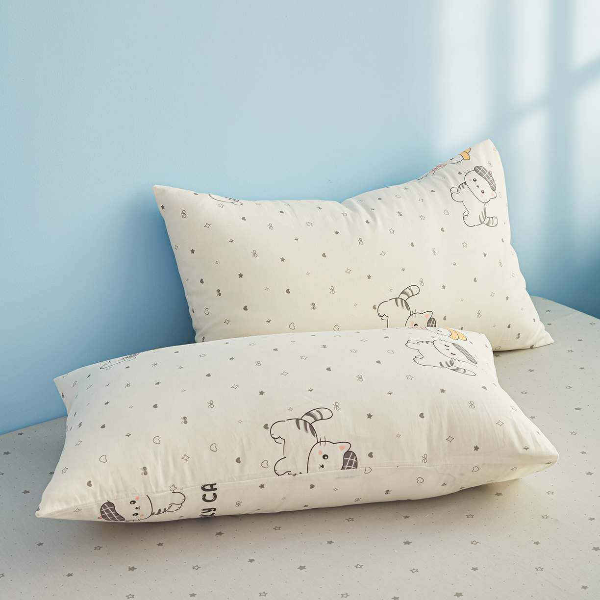 91家纺网 家纺一手货源 找家纺 尊妙被业 2026年新款全棉纯棉印花100%棉花夏被四件套被子被芯-卡通风 喜悦小咪