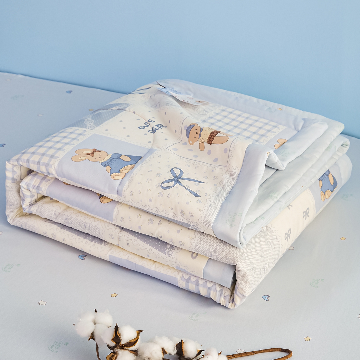91家纺网 家纺一手货源 找家纺 尊妙被业 2026年新款全棉纯棉印花100%棉花夏被四件套被子被芯-卡通风 海浪摇篮