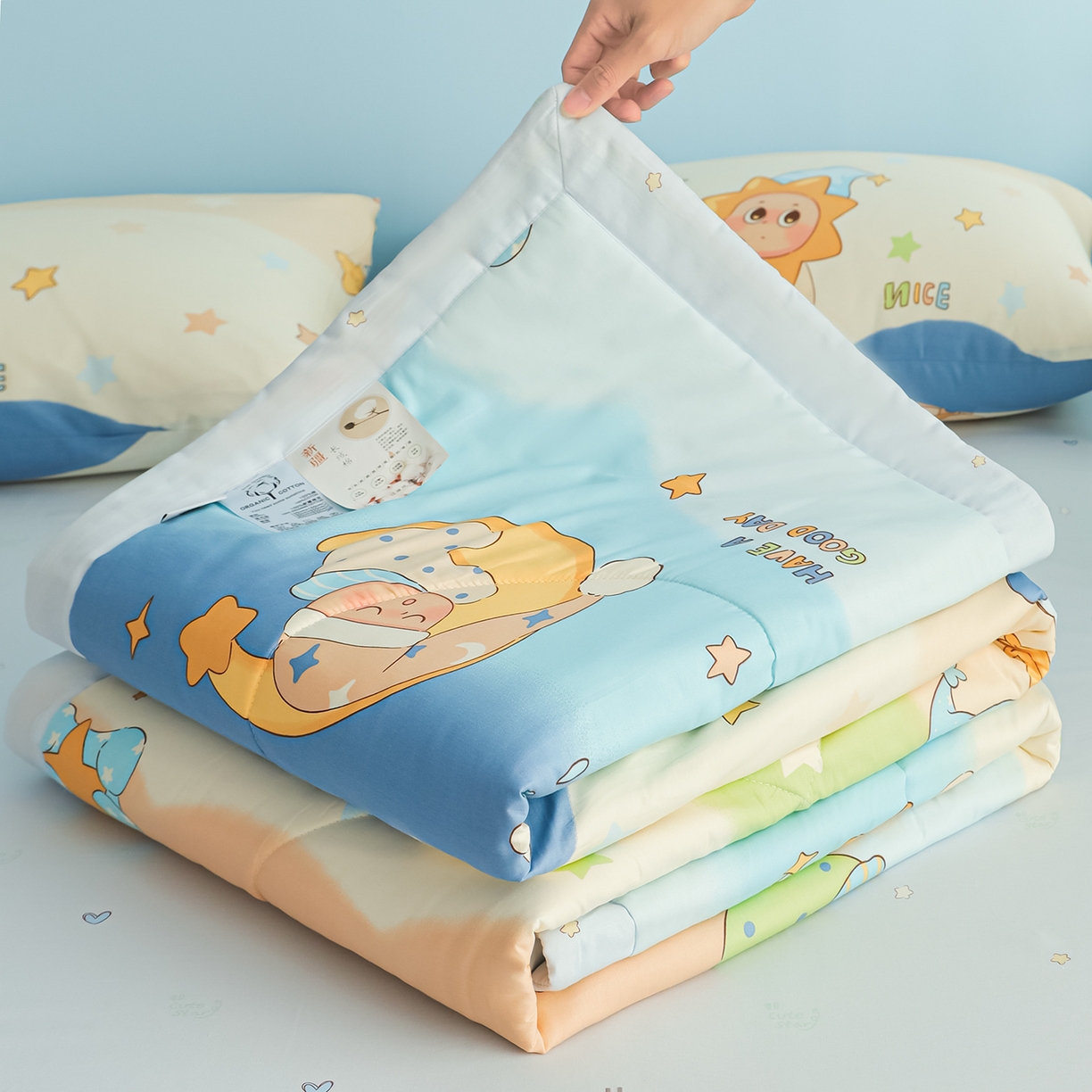 91家纺网 家纺一手货源 找家纺 尊妙被业 2026年新款全棉纯棉印花100%棉花夏被四件套被子被芯-卡通风 星梦童话