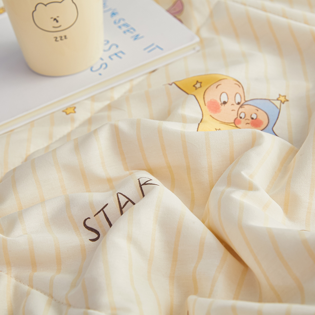 91家纺网 家纺一手货源 找家纺 尊妙被业 2026年新款全棉纯棉印花100%棉花夏被四件套被子被芯-卡通风 星星宝贝