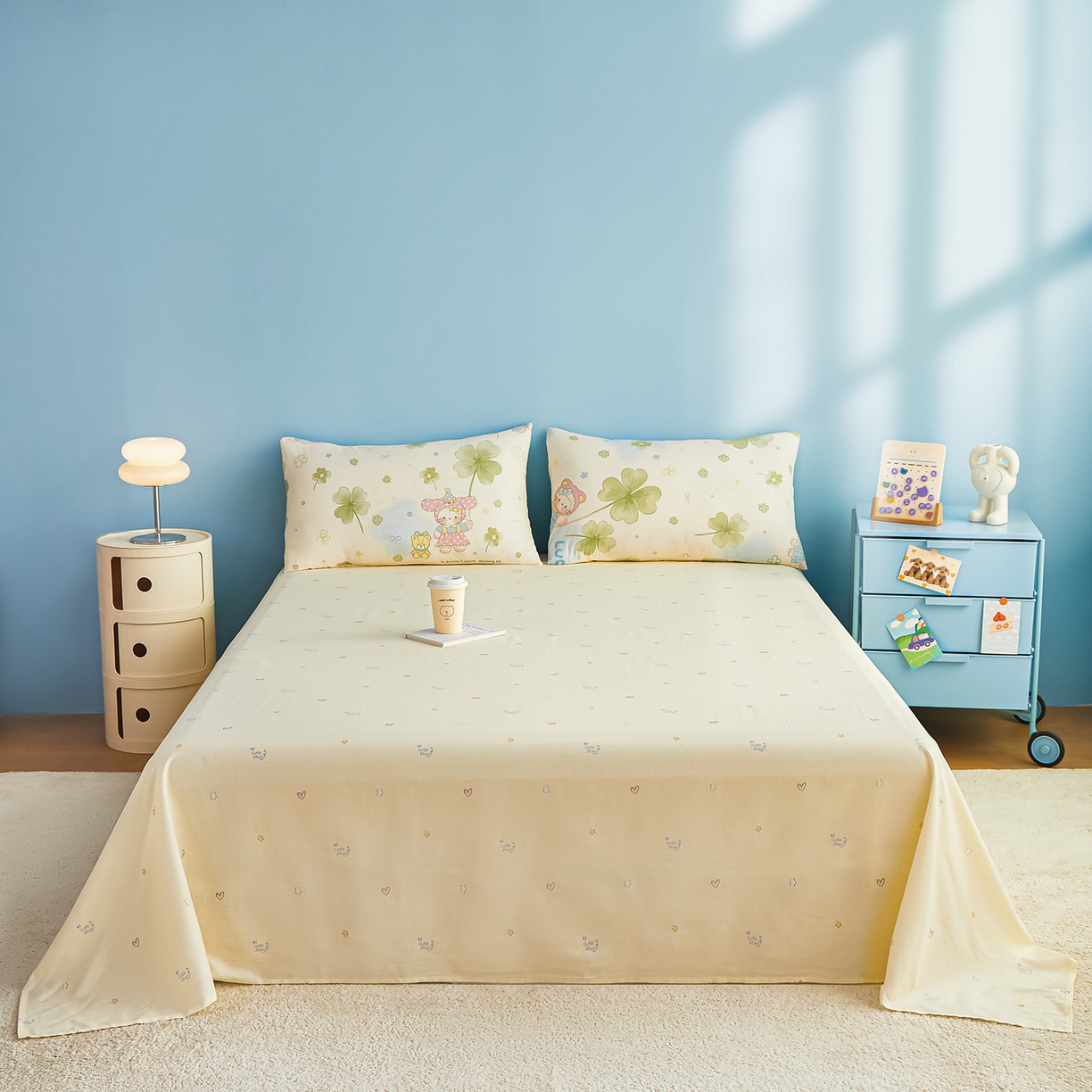 91家纺网 家纺一手货源 找家纺 尊妙被业 2026年新款全棉纯棉印花100%棉花夏被四件套被子被芯-卡通风 春日拾叶