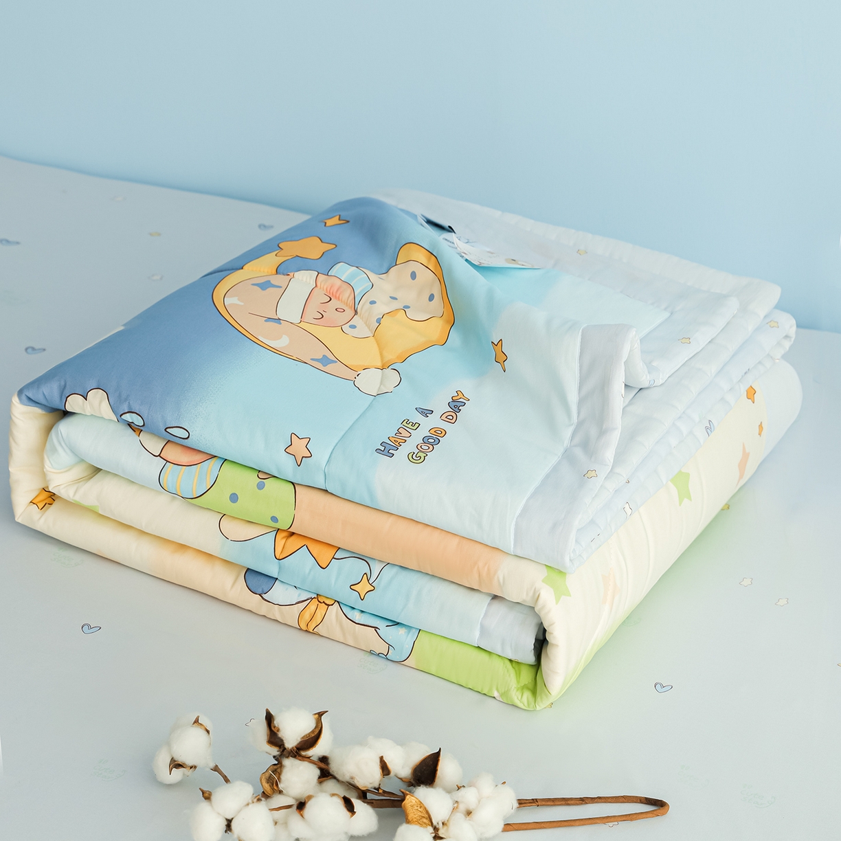 91家纺网 家纺一手货源 找家纺 尊妙被业 2026年新款全棉纯棉印花100%棉花夏被四件套被子被芯-卡通风 星梦童话