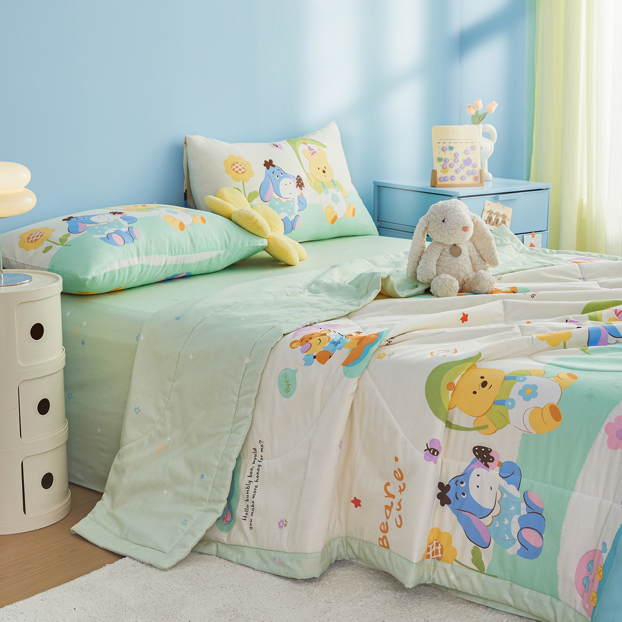 91家纺网 家纺一手货源 找家纺 尊妙被业 2026年新款全棉纯棉印花100%棉花夏被四件套被子被芯-卡通风 蜜糖晴天