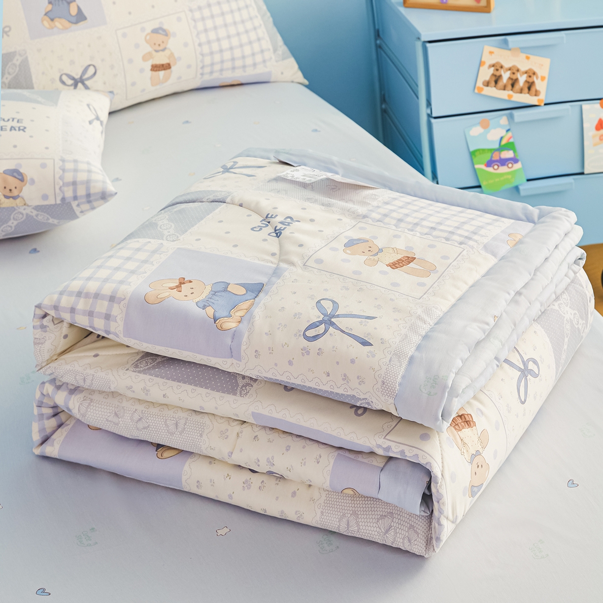 91家纺网 家纺一手货源 找家纺 尊妙被业 2026年新款全棉纯棉印花100%棉花夏被四件套被子被芯-卡通风 海浪摇篮