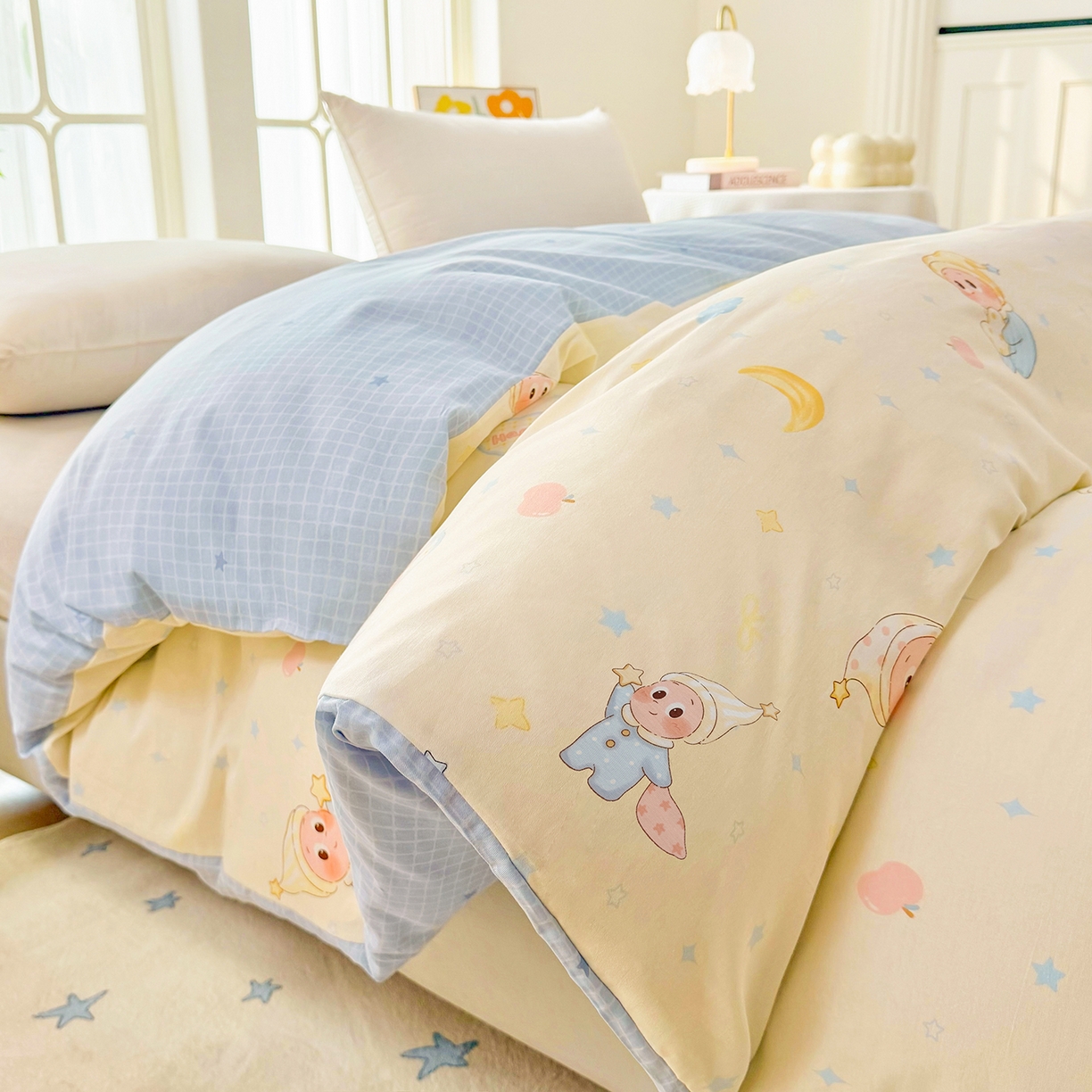 安逸家纺 2026新款全棉纯棉印花12868系列-被套单件单被套 蓝色星星人