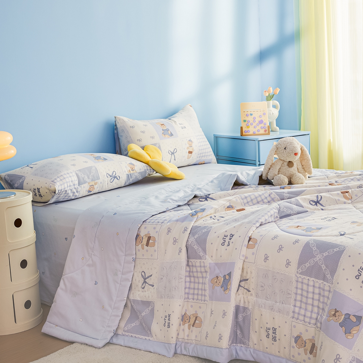 91家纺网 家纺一手货源 找家纺 尊妙被业 2026年新款全棉纯棉印花100%棉花夏被四件套被子被芯-卡通风 海浪摇篮