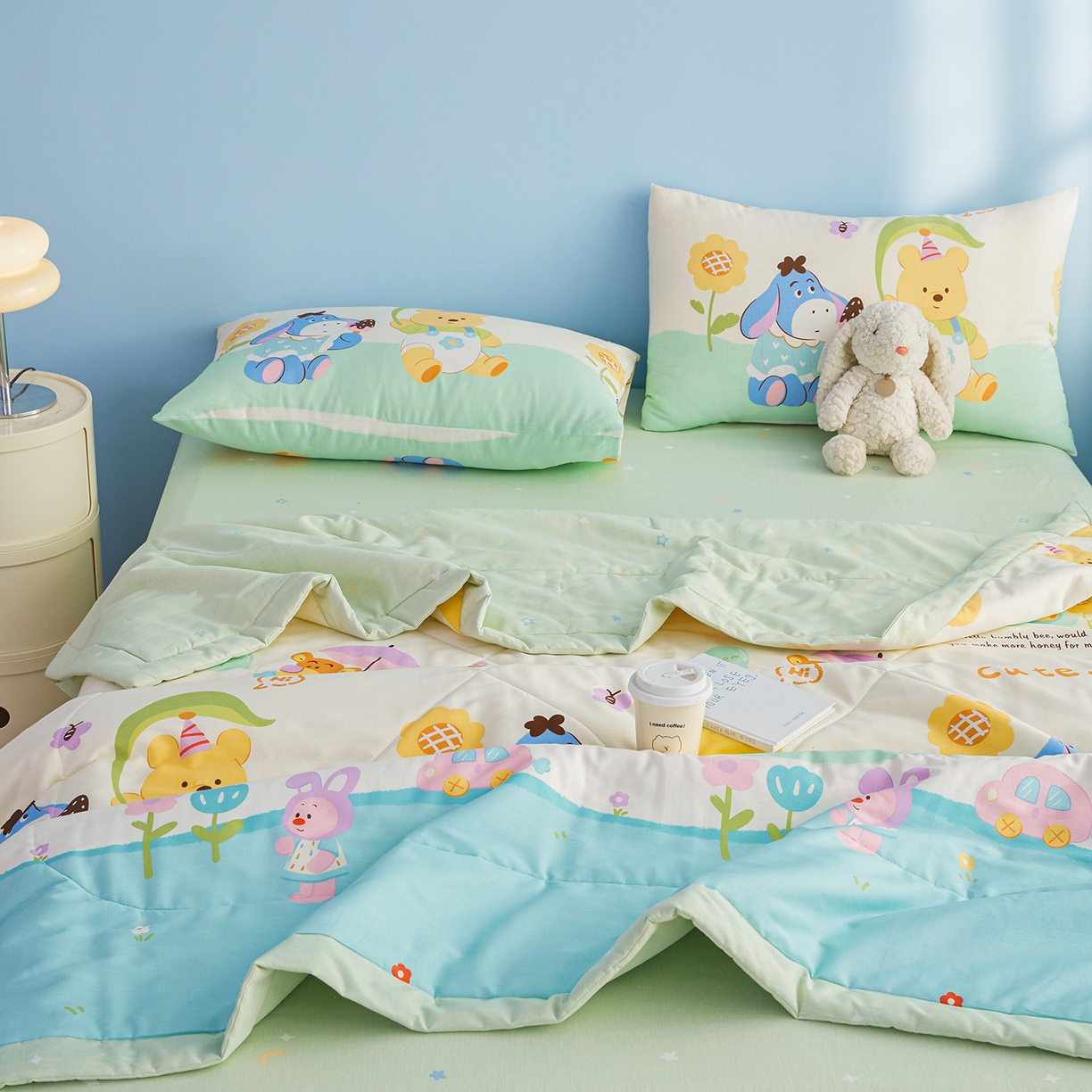 91家纺网 家纺一手货源 找家纺 尊妙被业 2026年新款全棉纯棉印花100%棉花夏被四件套被子被芯-卡通风 蜜糖晴天