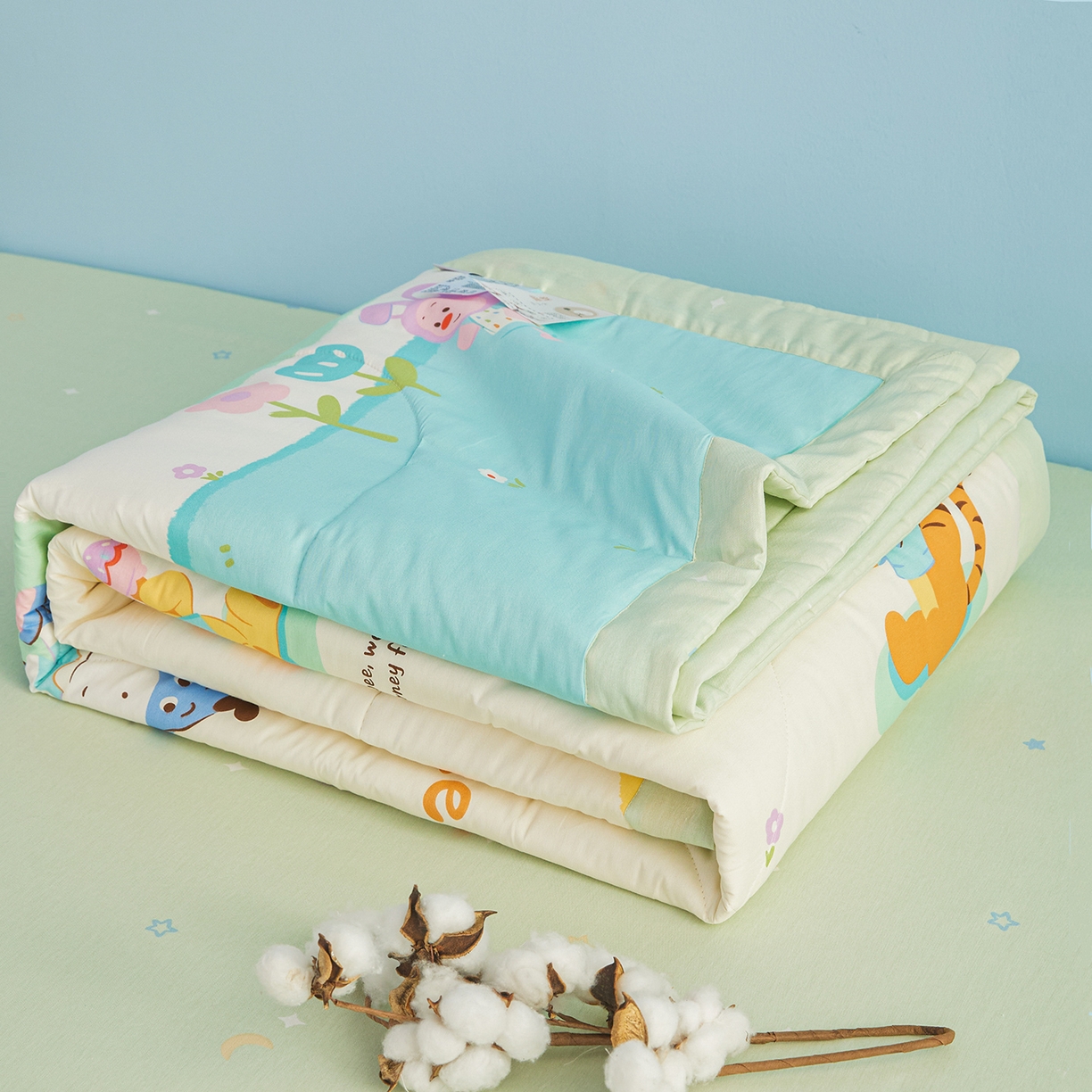91家纺网 家纺一手货源 找家纺 尊妙被业 2026年新款全棉纯棉印花100%棉花夏被四件套被子被芯-卡通风 蜜糖晴天