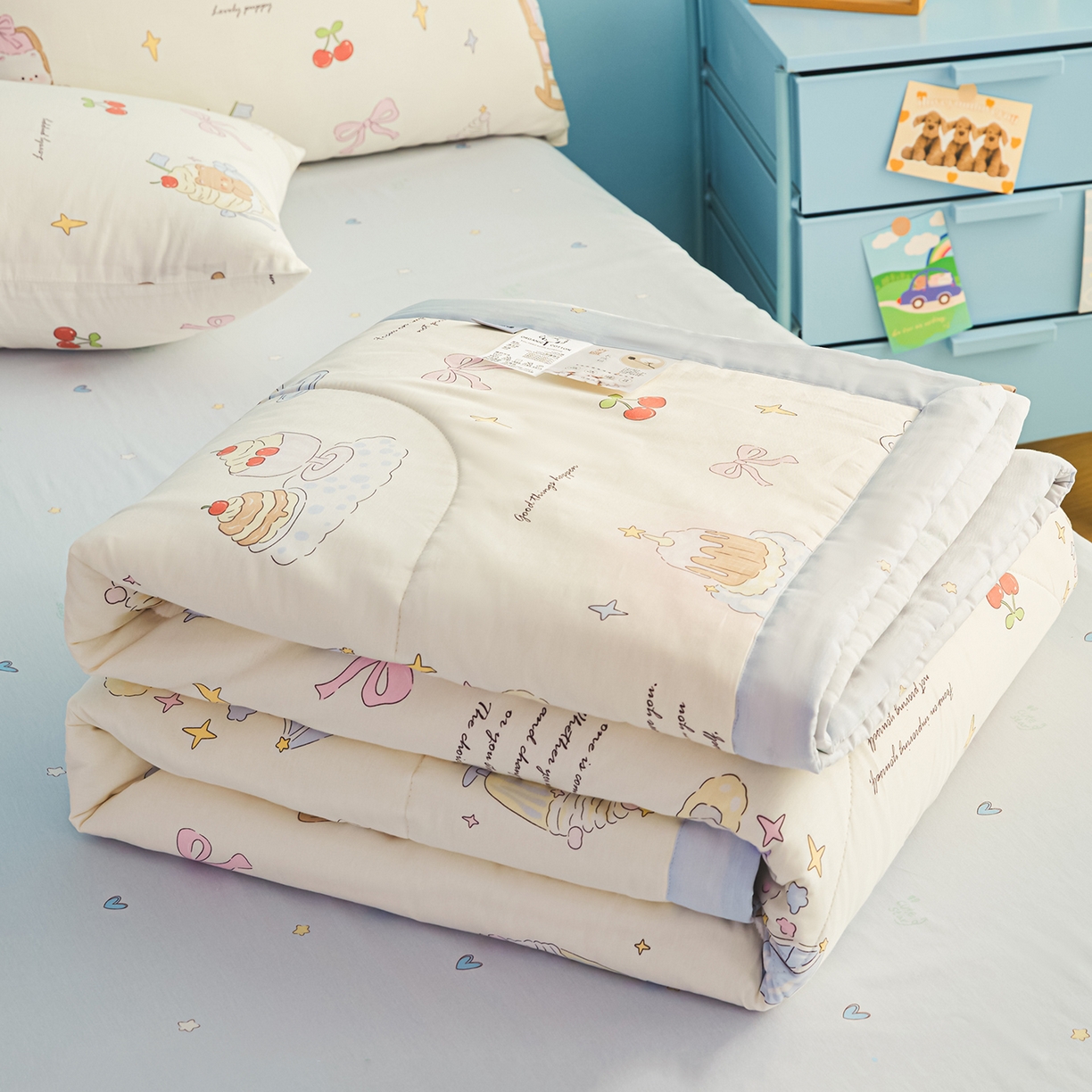 91家纺网 家纺一手货源 找家纺 尊妙被业 2026年新款全棉纯棉印花100%棉花夏被四件套被子被芯-卡通风 蜜罐物语