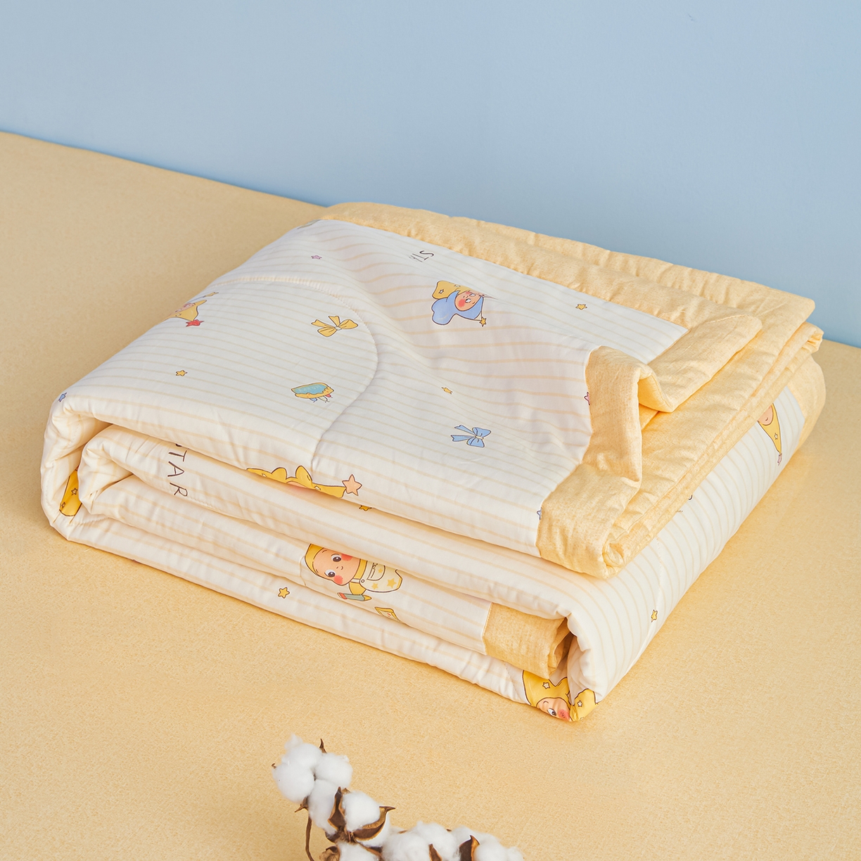 91家纺网 家纺一手货源 找家纺 尊妙被业 2026年新款全棉纯棉印花100%棉花夏被四件套被子被芯-卡通风 星星宝贝