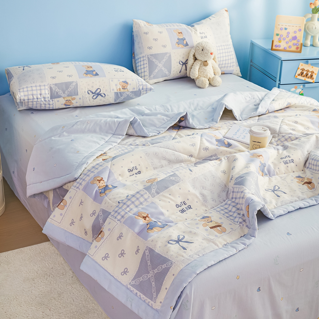 91家纺网 家纺一手货源 找家纺 尊妙被业 2026年新款全棉纯棉印花100%棉花夏被四件套被子被芯-卡通风 海浪摇篮