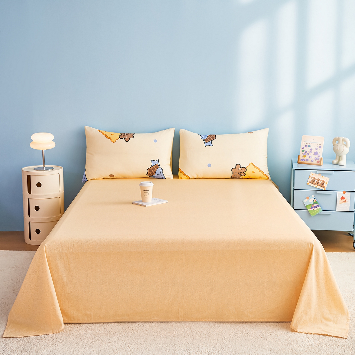 91家纺网 家纺一手货源 找家纺 尊妙被业 2026年新款全棉纯棉印花100%棉花夏被四件套被子被芯-卡通风 嘟嘟联盟