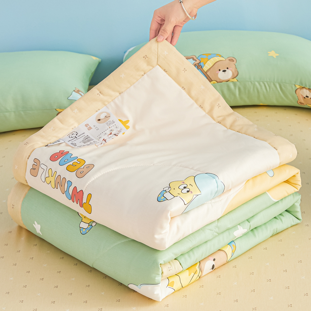 91家纺网 家纺一手货源 找家纺 尊妙被业 2026年新款全棉纯棉印花100%棉花夏被四件套被子被芯-卡通风 冰淇淋派对