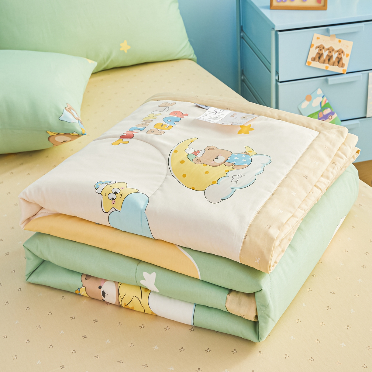 91家纺网 家纺一手货源 找家纺 尊妙被业 2026年新款全棉纯棉印花100%棉花夏被四件套被子被芯-卡通风 冰淇淋派对