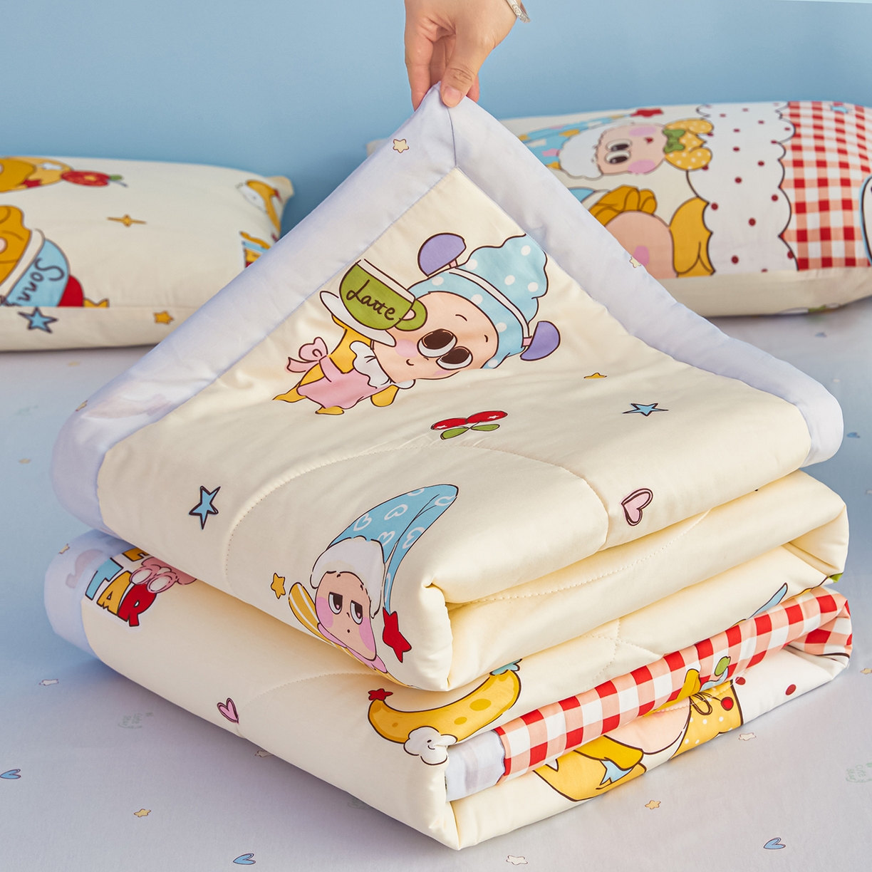91家纺网 家纺一手货源 找家纺 尊妙被业 2026年新款全棉纯棉印花100%棉花夏被四件套被子被芯-卡通风 星星漫游记