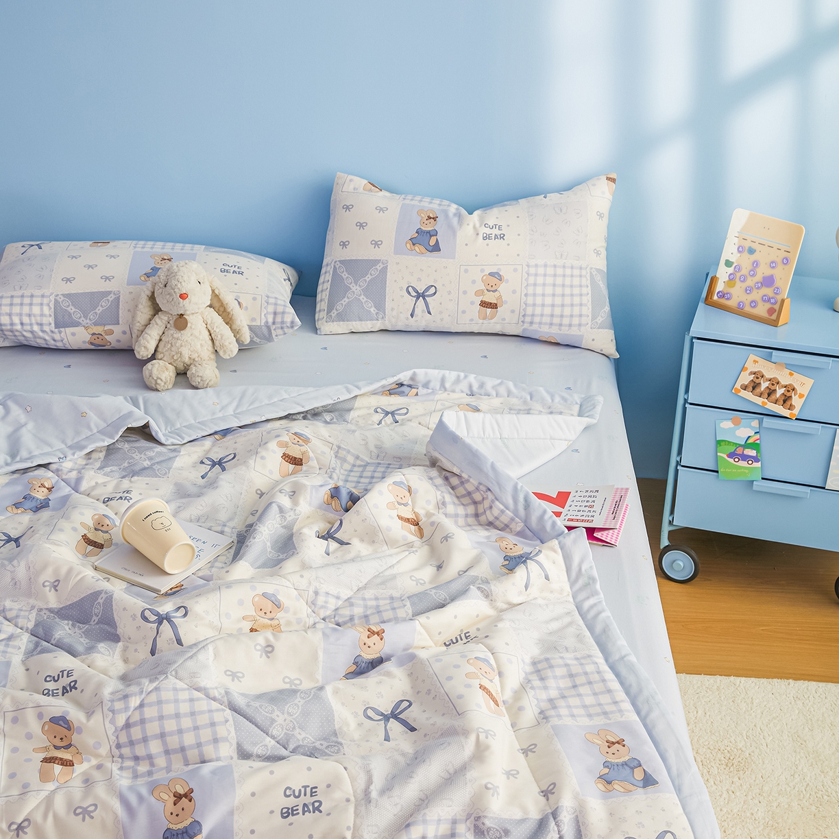 91家纺网 家纺一手货源 找家纺 尊妙被业 2026年新款全棉纯棉印花100%棉花夏被四件套被子被芯-卡通风 海浪摇篮