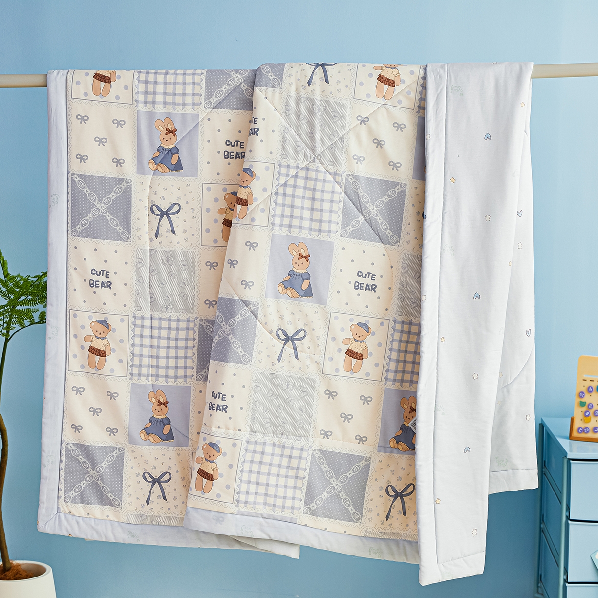 91家纺网 家纺一手货源 找家纺 尊妙被业 2026年新款全棉纯棉印花100%棉花夏被四件套被子被芯-卡通风 海浪摇篮