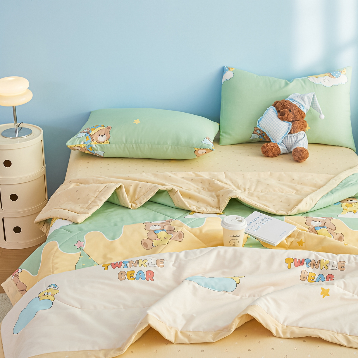 91家纺网 家纺一手货源 找家纺 尊妙被业 2026年新款全棉纯棉印花100%棉花夏被四件套被子被芯-卡通风 冰淇淋派对