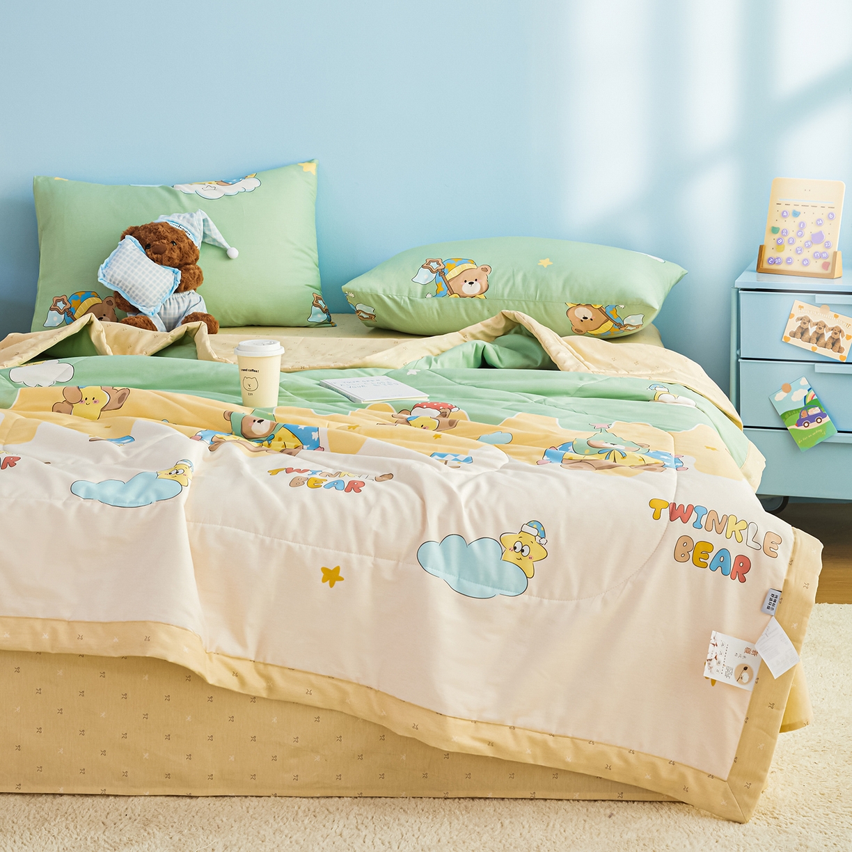 91家纺网 家纺一手货源 找家纺 尊妙被业 2026年新款全棉纯棉印花100%棉花夏被四件套被子被芯-卡通风 冰淇淋派对