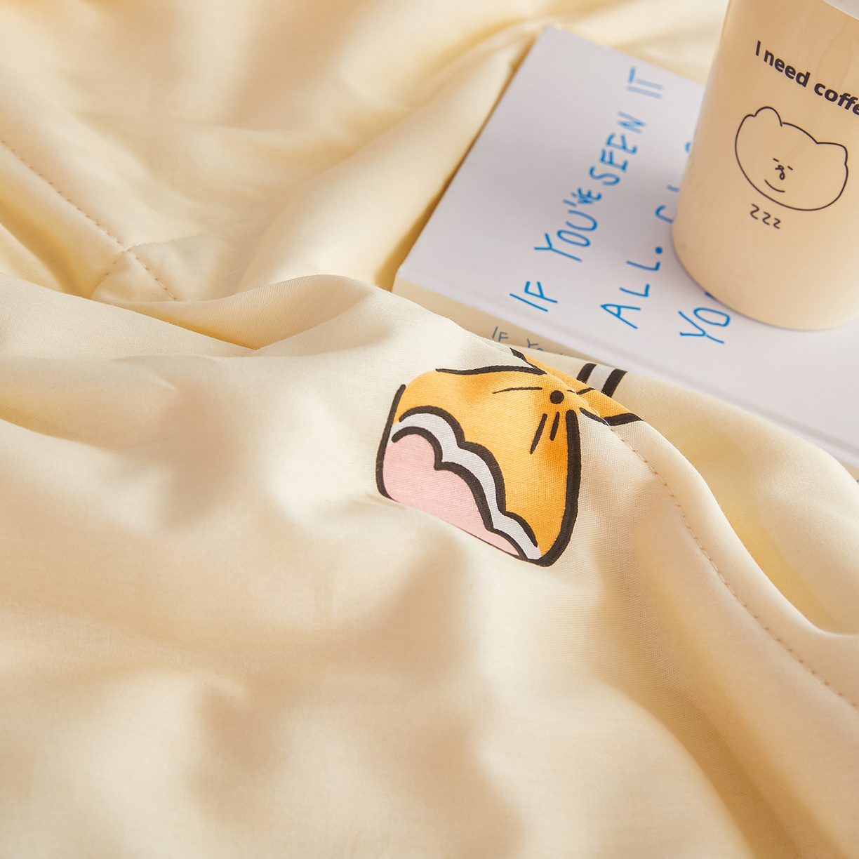 91家纺网 家纺一手货源 找家纺 尊妙被业 2026年新款全棉纯棉印花100%棉花夏被四件套被子被芯-卡通风 嘟嘟联盟